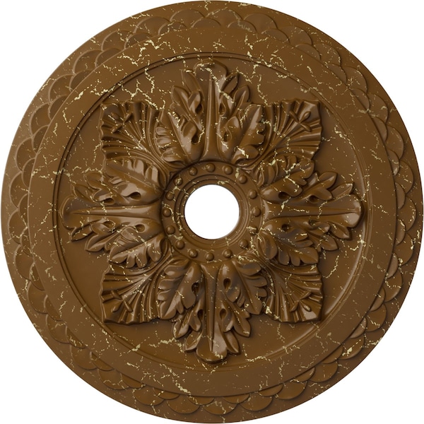 Ekena Millwork Bordeaux Deluxe Ceiling Medallion (Canopies up to 4"), 23 5/8"OD x 3"ID x 2"P, Smokey Topaz Crackle CM23BOSTC - main